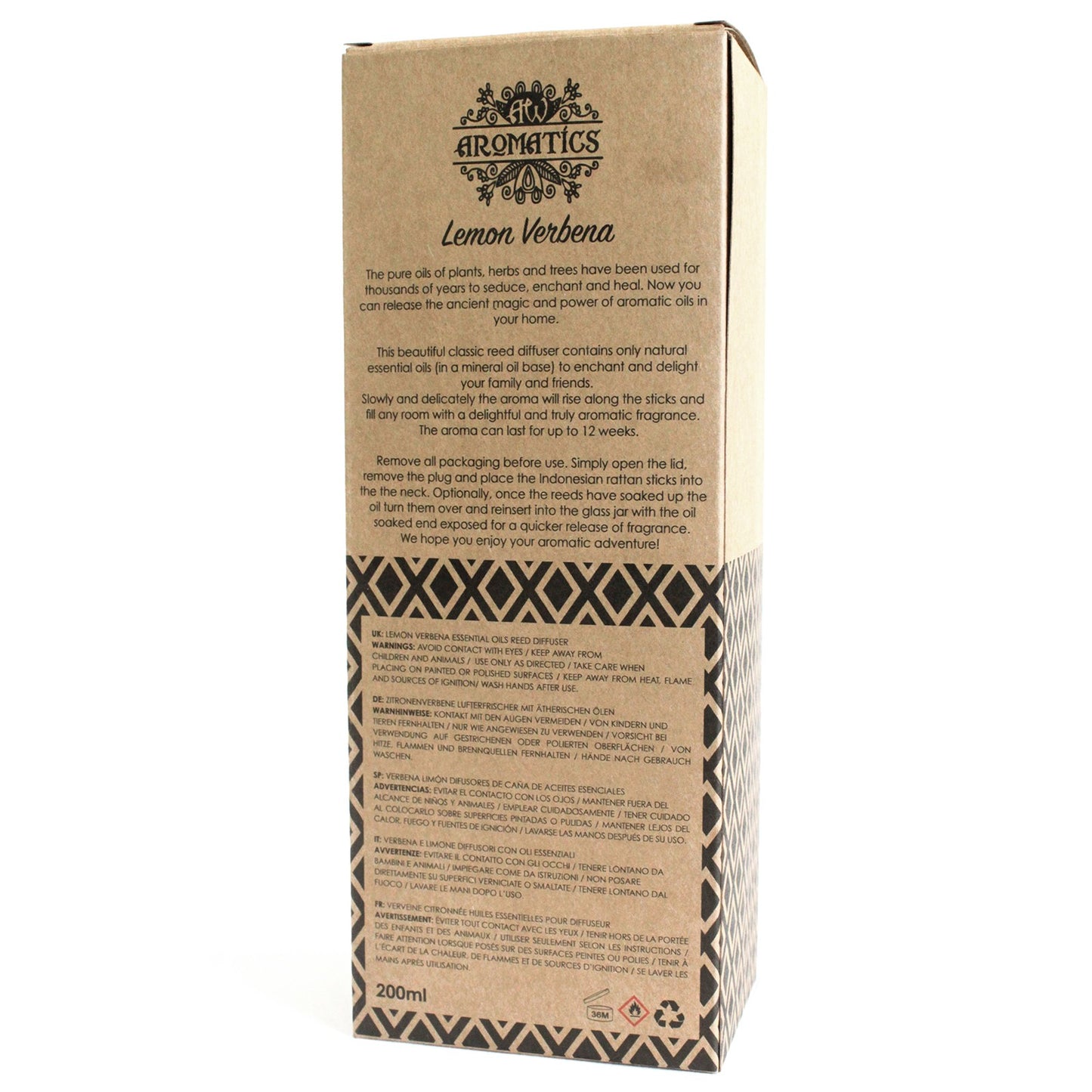 200ml Lemon Verbena essential oil reed diffuser in eco gift box