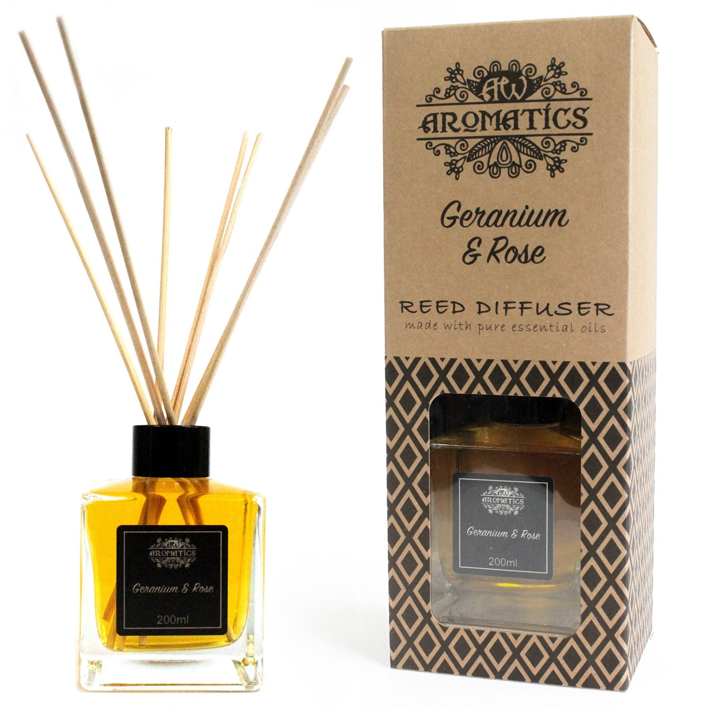 200ml Geranium & Rose essential oil reed diffuser with gift box