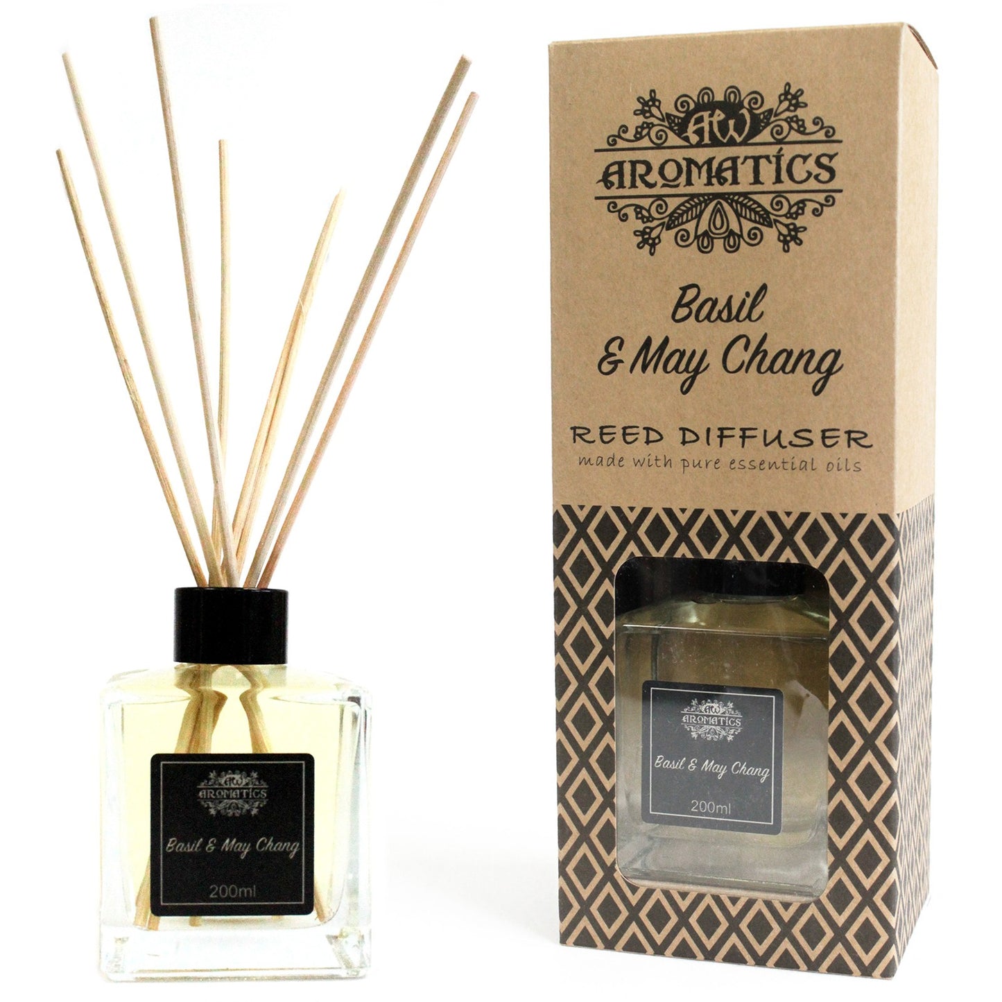 200ml Basil & Maychang essential oil reed diffuser with gift box