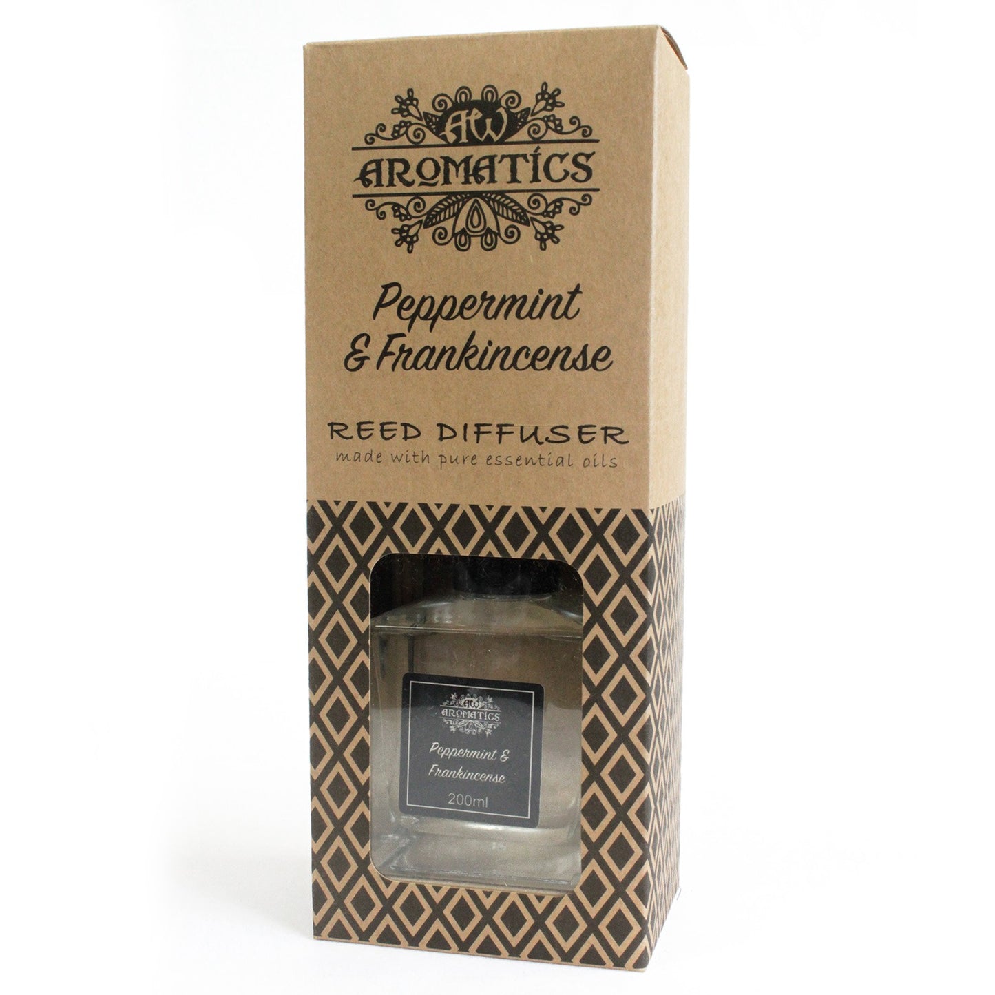 200ml Peppermint & Frankincense essential oil reed diffuser with rattan sticks