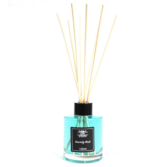 120ml reed diffuser in glass bottle with soft musk fragrance