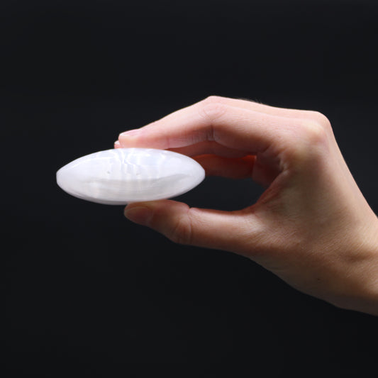 Selenite Palm Stone – 6.5cm polished crystal for chakra healing and clarity