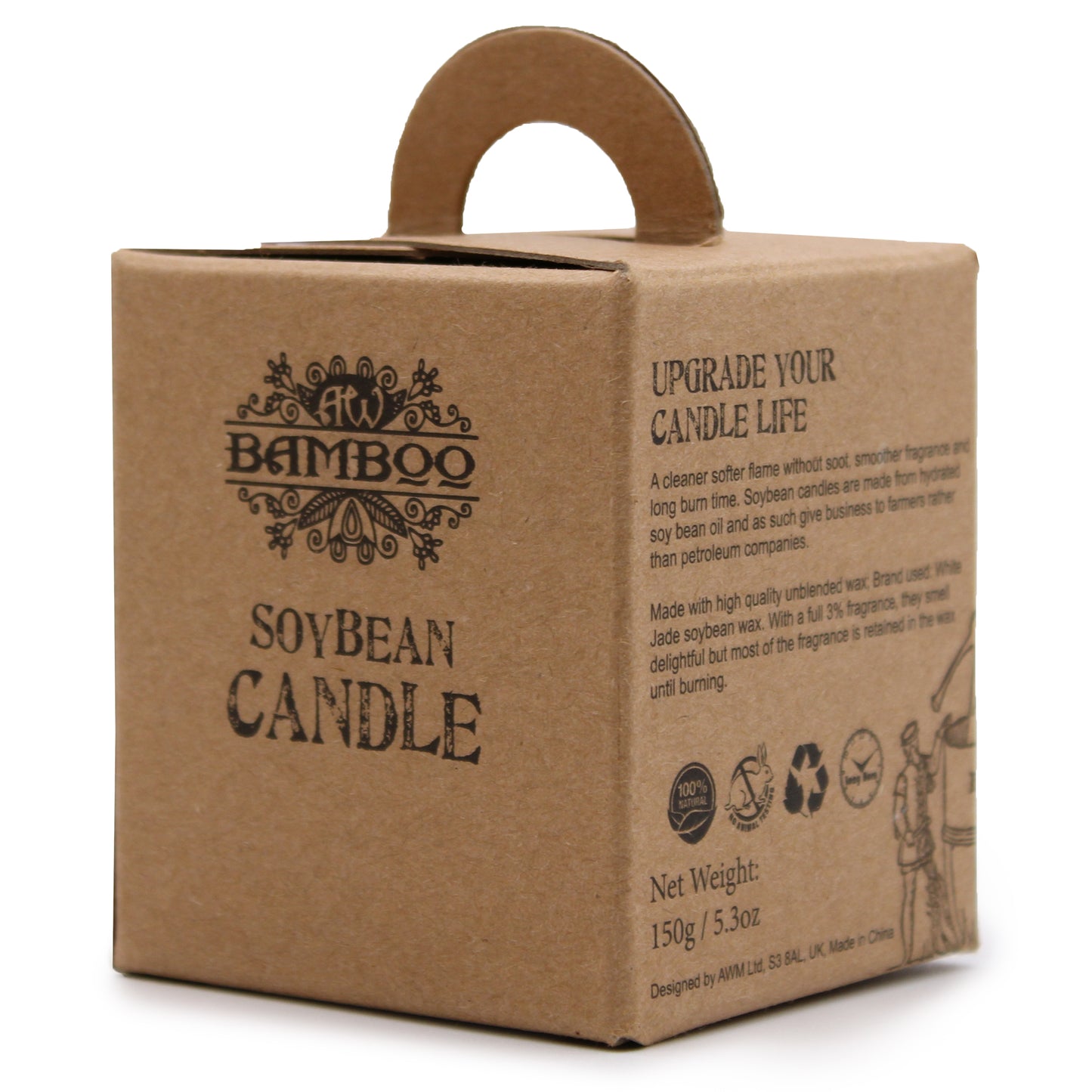 Soy wax candle in square jar – Pomegranate & Orange fragrance