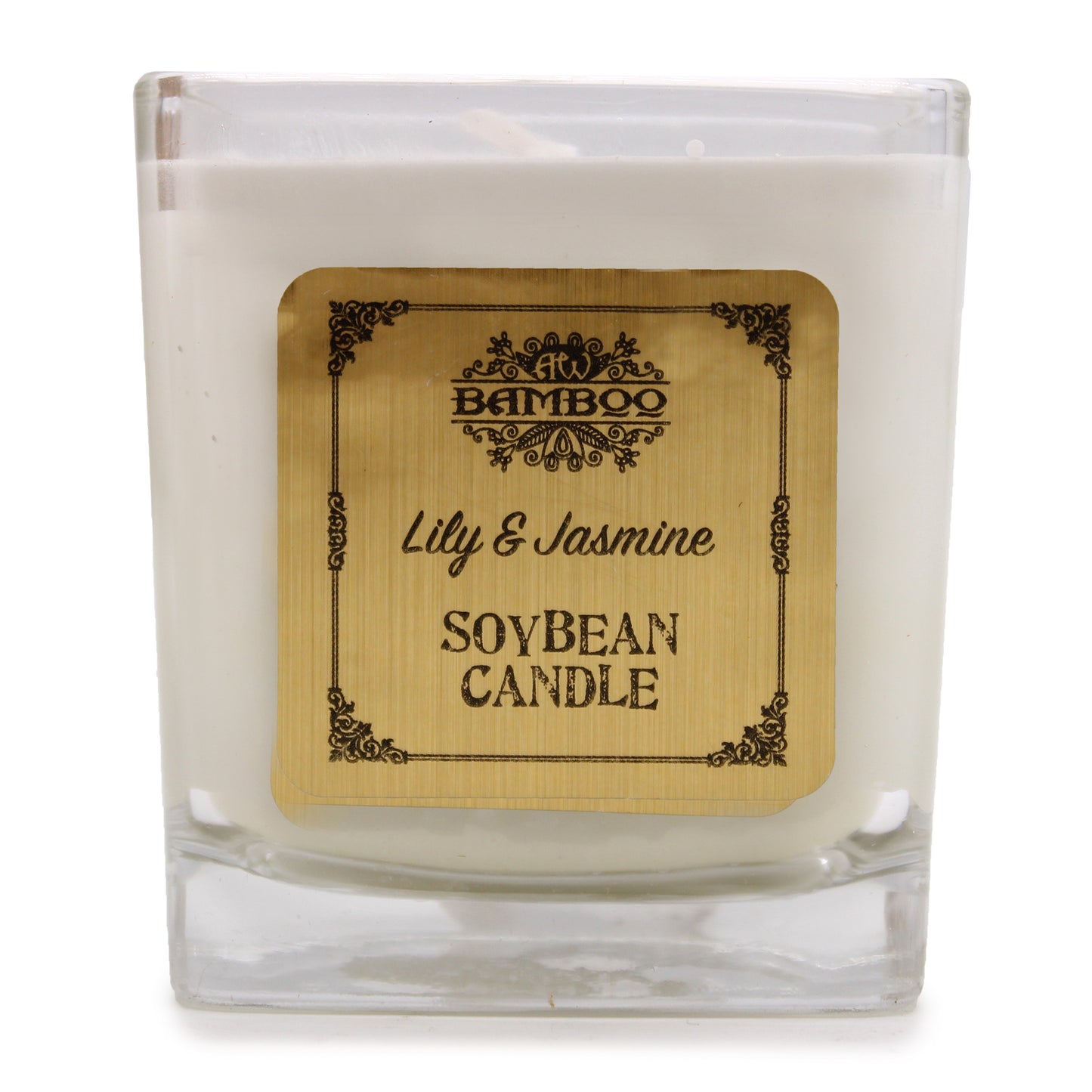 Soy wax candle in square jar – Lily & Jasmine fragrance