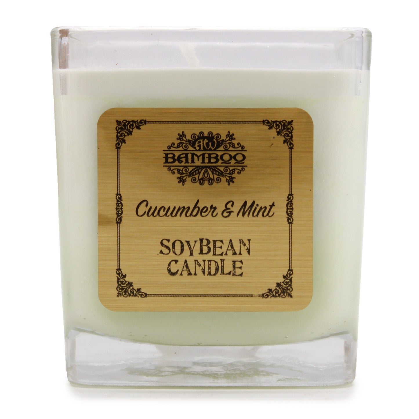 Soy wax candle in square jar – Cucumber & Mint fragrance