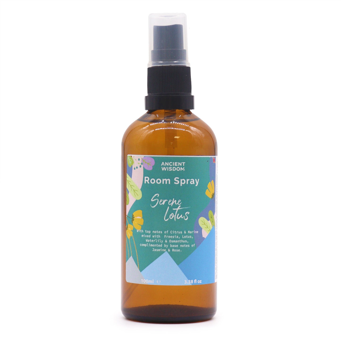 Amber bottle of Serene Lotus Summer Home Room Spray – 100ml calming citrus and floral blend