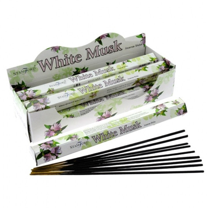 Stamford Premium Hex Incense Sticks – White Musk fragrance box and sticks