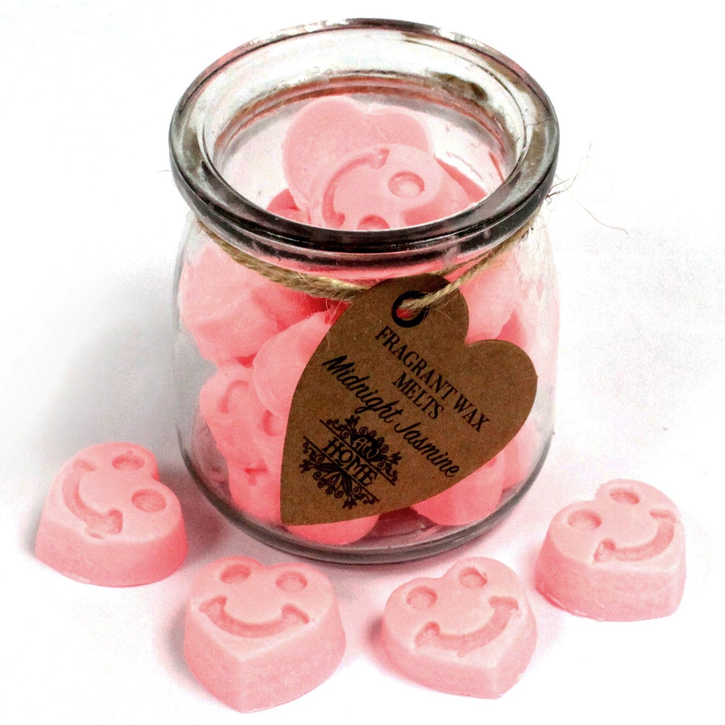Midnight Jasmine soy wax melts – small hearts in reusable glass jar, approx. 16 melts