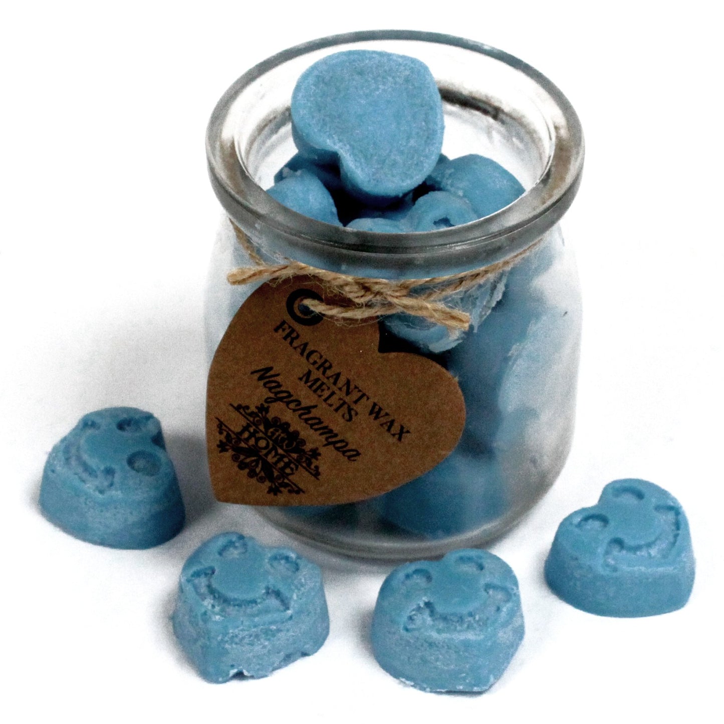 Nagchampa soy wax melts – small hearts in reusable glass jar, approx. 16 melts