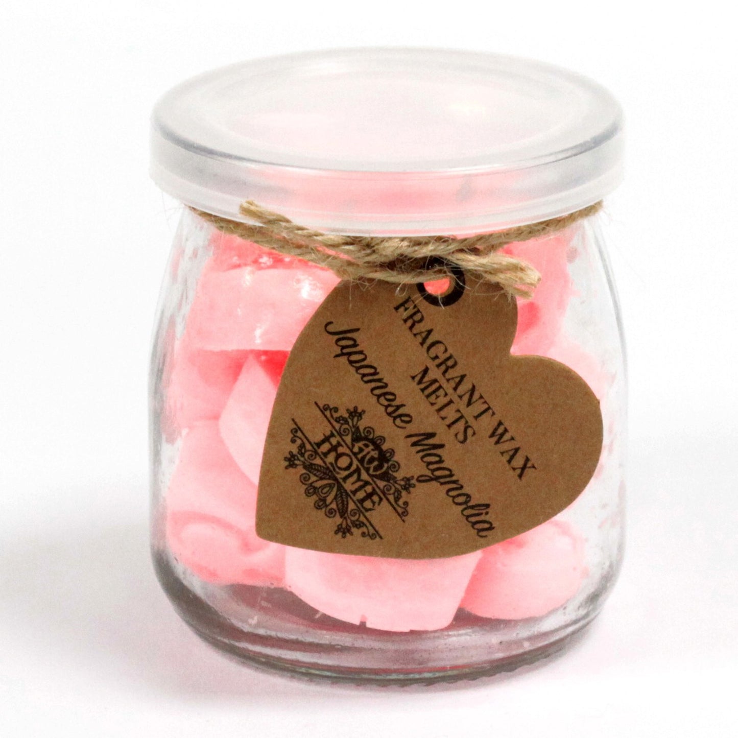 Japanese Magnolia soy wax melts – small hearts in reusable glass jar, approx. 16 melts