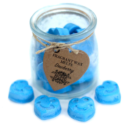 Dewberry soy wax melts – small hearts in reusable glass jar, approx. 16 melts