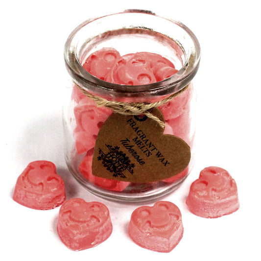 Tuberose soy wax melts – small hearts in reusable glass jar, approx. 16 melts