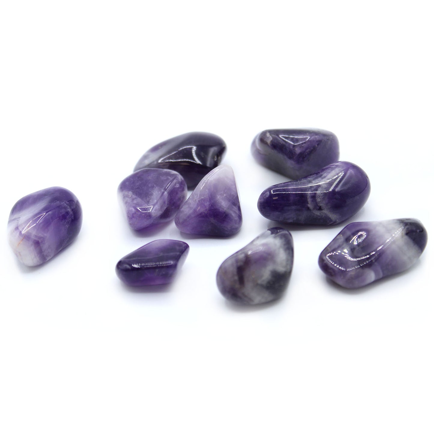 Large tumbled Amethyst Banded crystal – soft purple and white layered stone for calm and spiritual clarity
