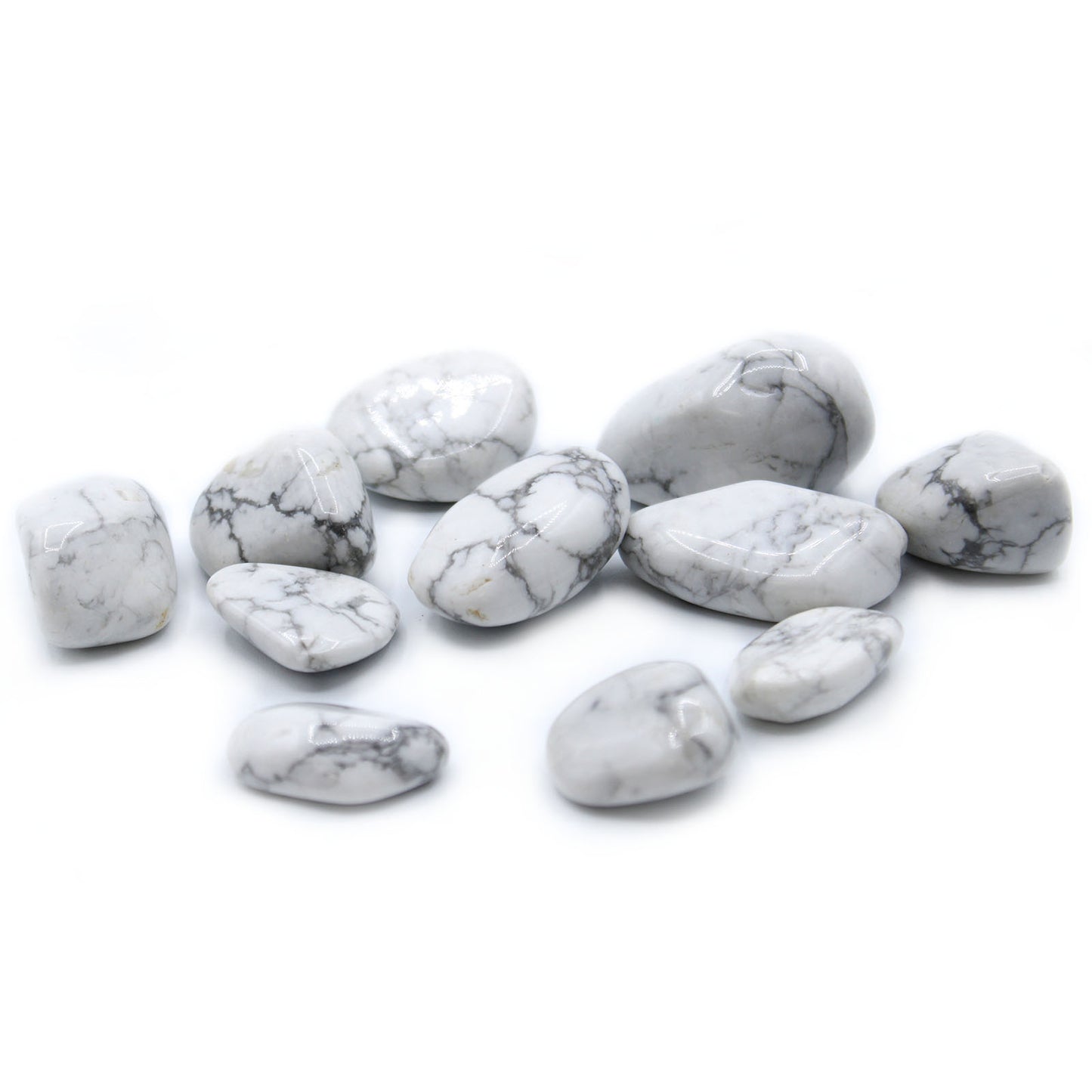 Large tumbled White Howlite crystal – white and grey marbled stone for calm and mindfulness