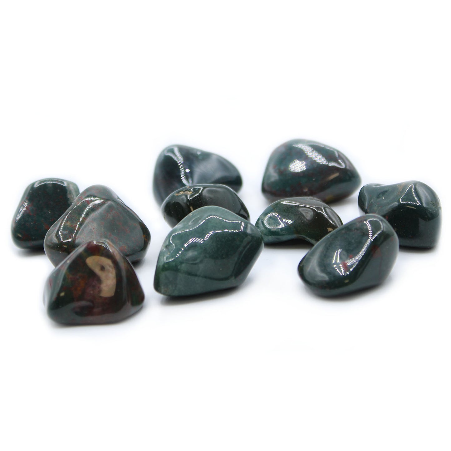 Large tumbled Bloodstone crystal – dark green stone with red flecks for vitality and courage