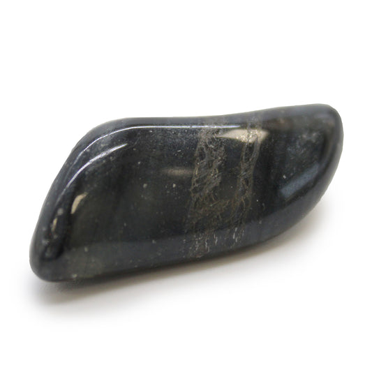 Large tumbled Blue Tiger’s Eye crystal – dark blue shimmering stone for insight and protection