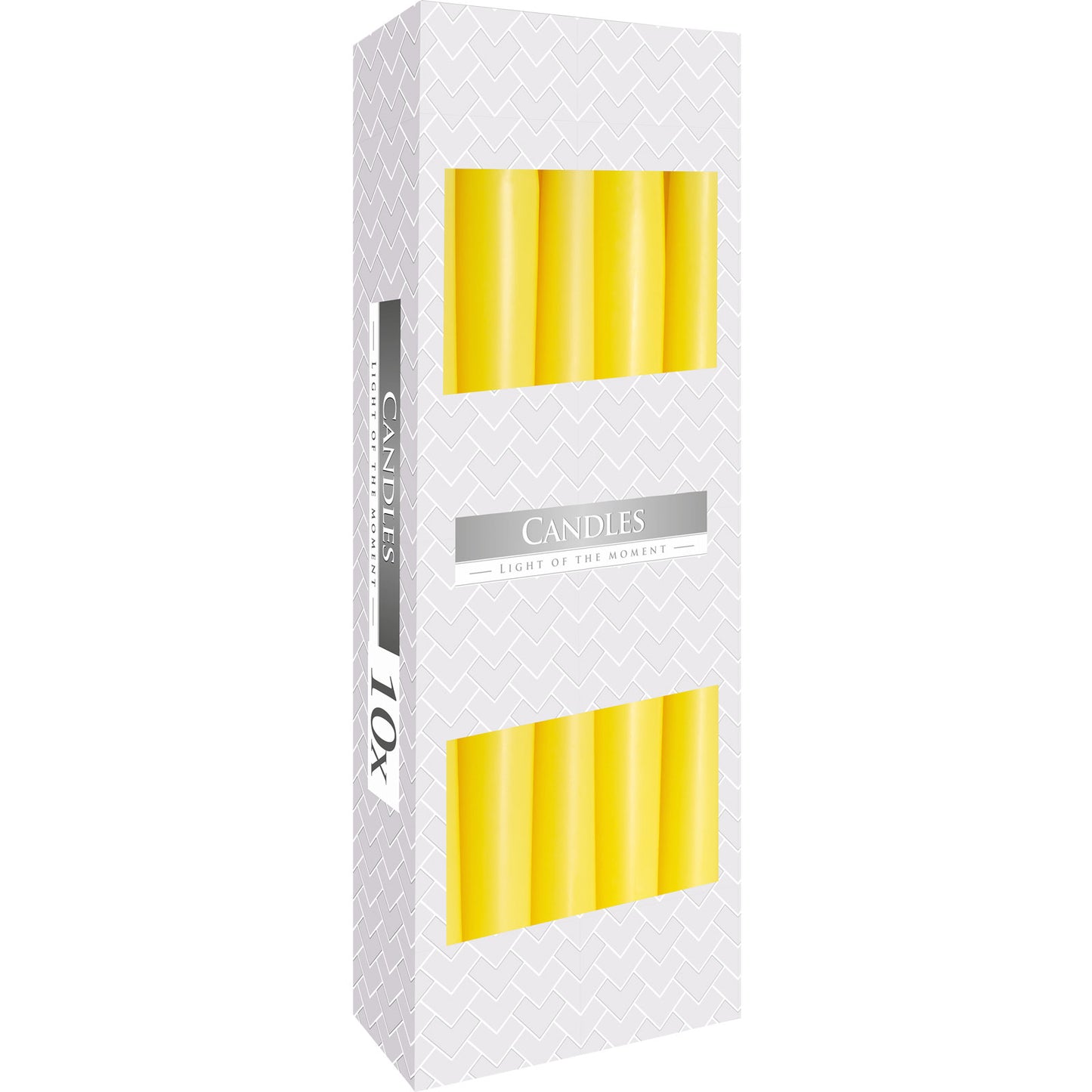 Yellow taper candles – box of 10, bright long-burning dinner candles