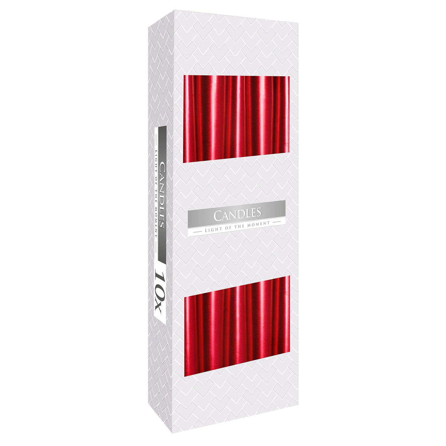 Red metallic taper candles – box of 10