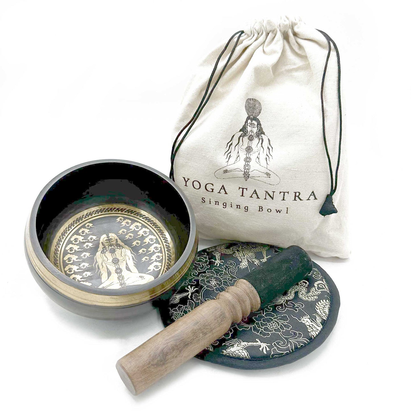 Yogi Singing Bowl Gift Set with cushion, mallet, and cotton pouch (14cm)