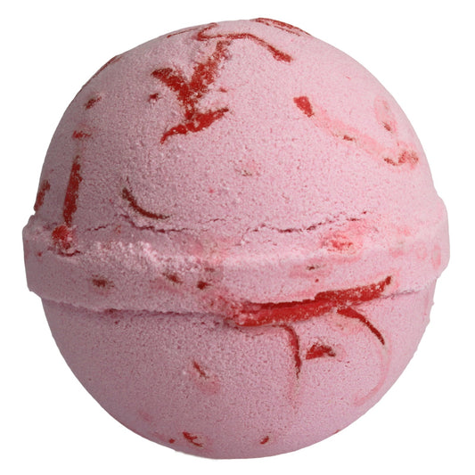 Tropical Paradise bath bomb with watermelon scent, coconut butter, and soap peelings for a fruity, foaming bath experience.