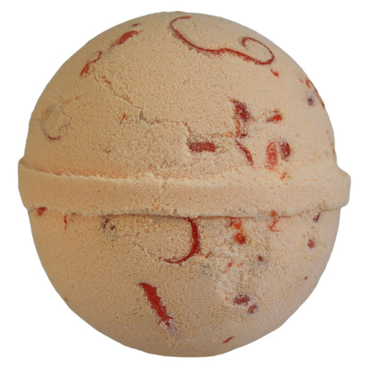 Tropical Paradise bath bomb with papaya scent, coconut butter, and colourful foam for a fruity, skin-softening soak.