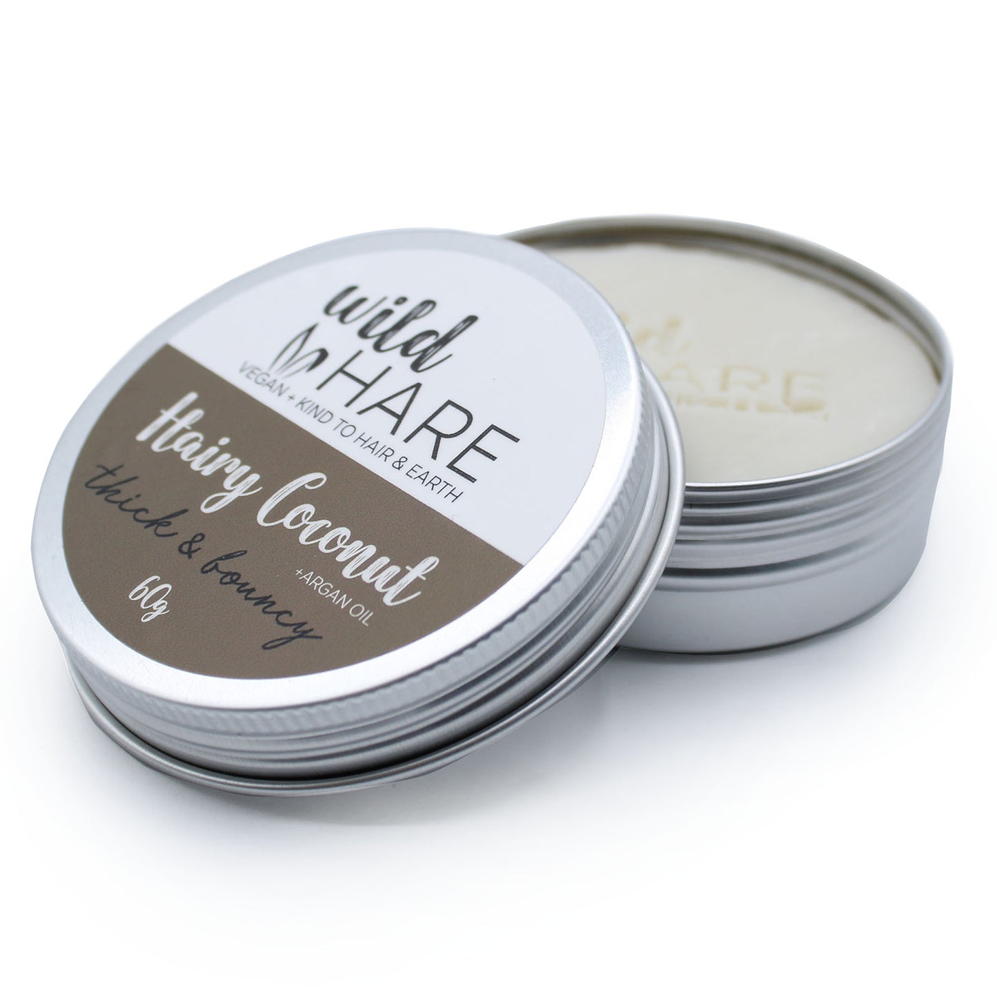Coconut shampoo bar for thick and bouncy hair with argan oil, 60g vegan solid shampoo in aluminium travel tin