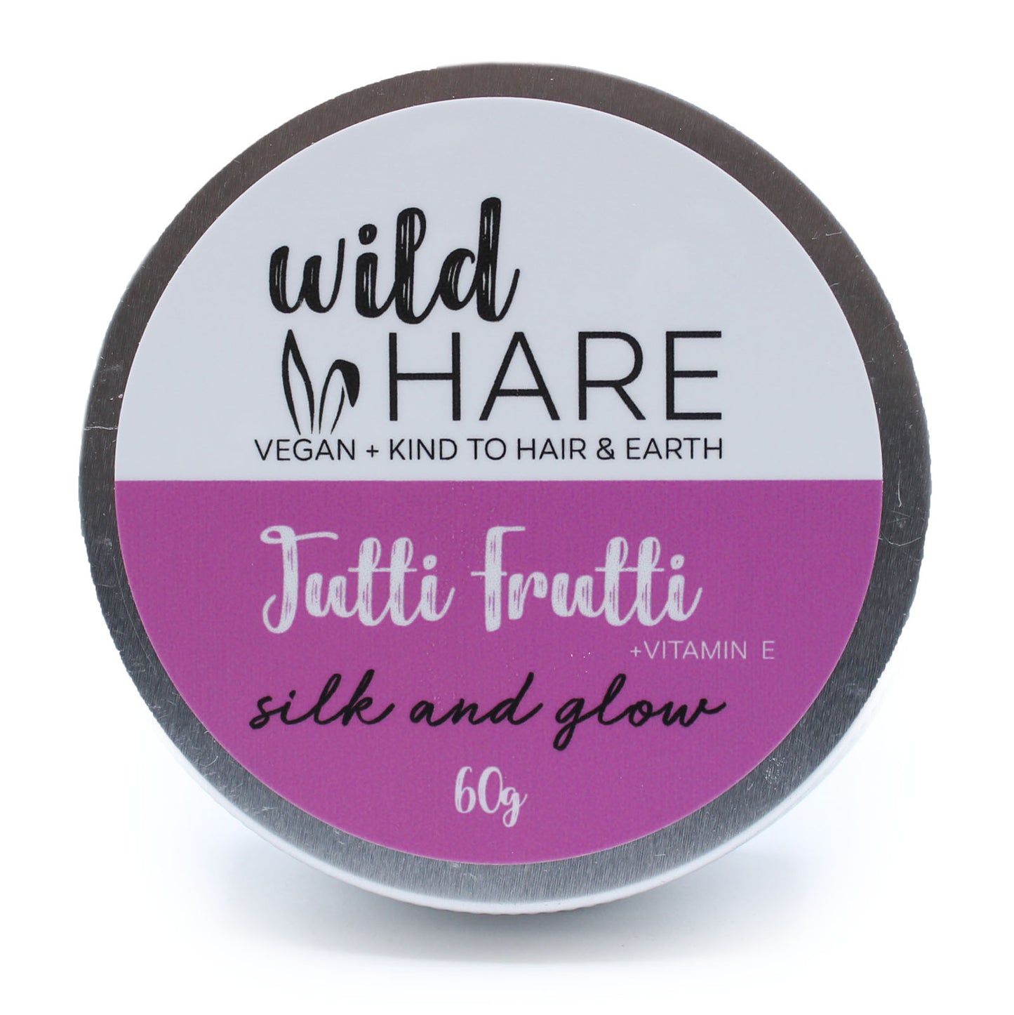 Fruity shampoo bar for silky glowing hair with wheat germ oil and vitamin E, vegan 60g solid shampoo in aluminium tin