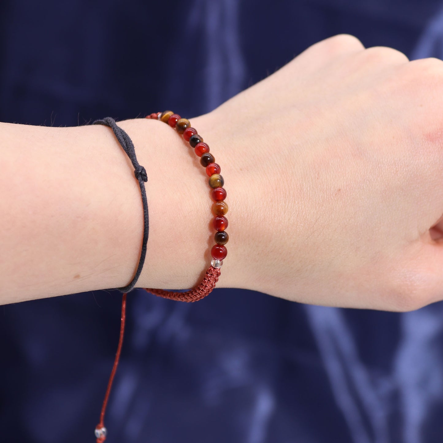 Leo Zodiac Crystal Candle with gemstone bracelet, midnight blue jar with constellation and fiery gemstone energy
