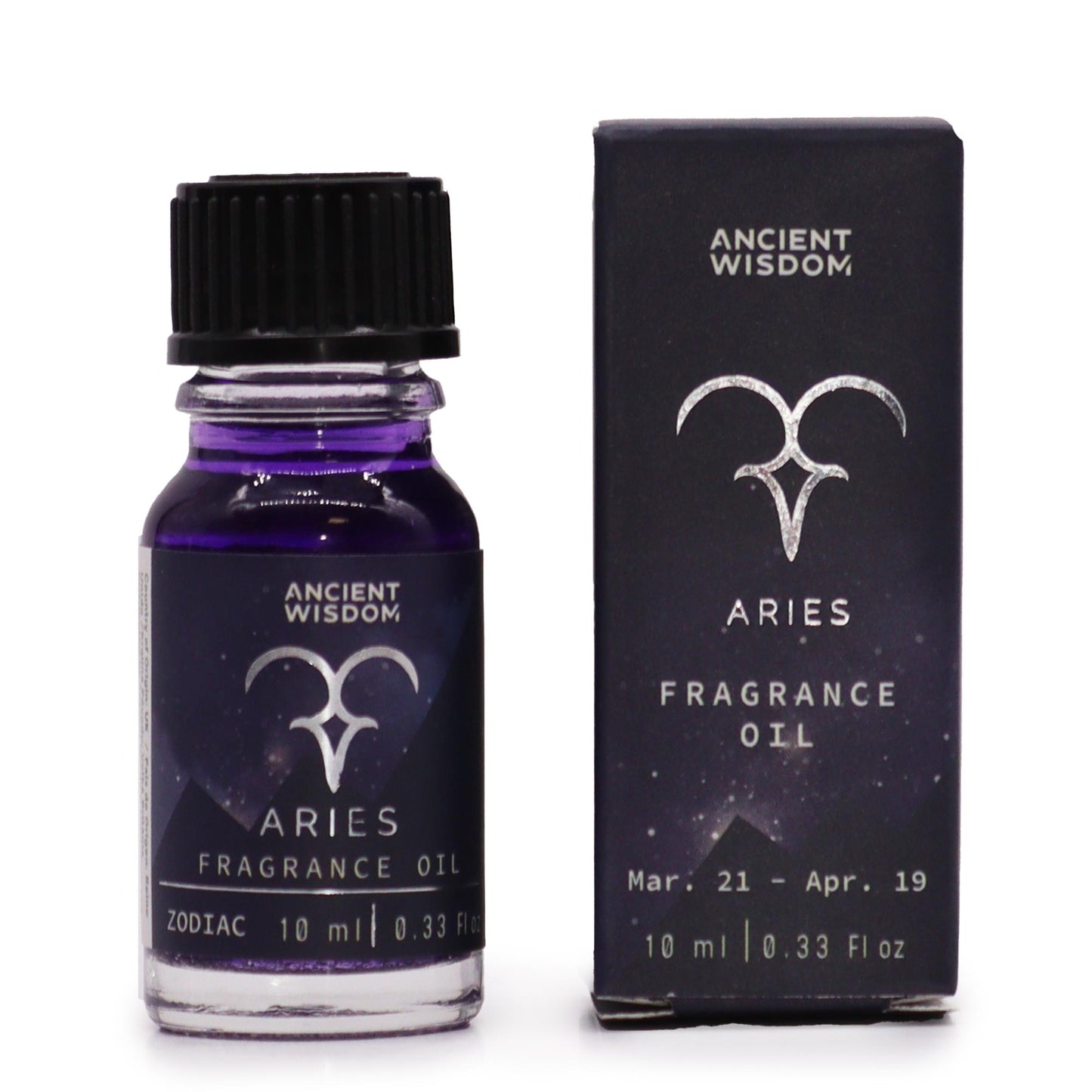 Aries zodiac fragrance oil 10ml with Clear Quartz Freshness scent and shimmering bio glitter