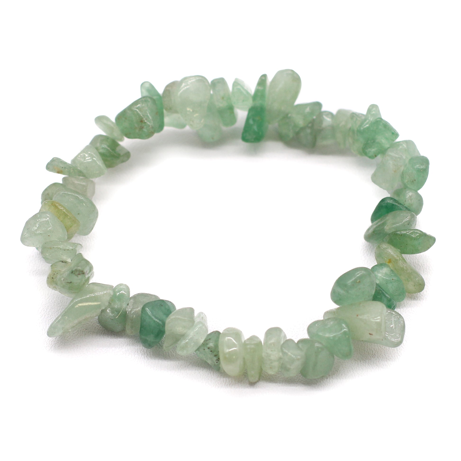 Green Aventurine chip stone bracelet symbolising prosperity, confidence, and emotional growth.

