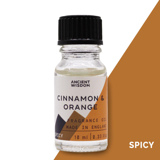 Fragrance Oil – Cinnamon & Orange (10ml) by Ancient Wisdom – spicy citrus scent


