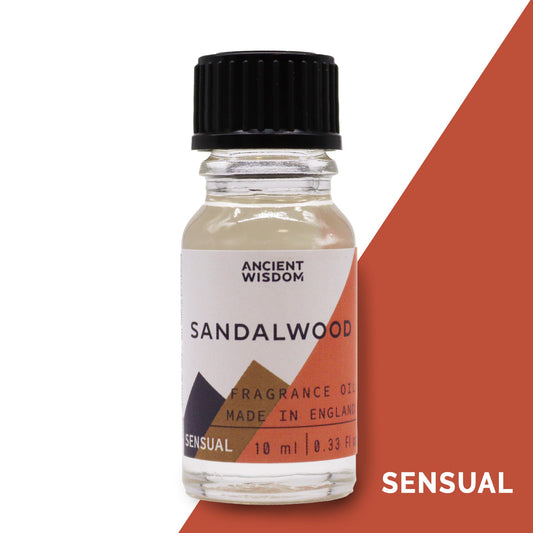 Fragrance Oil – Sandalwood (10ml) by Ancient Wisdom – warm and woody scent

