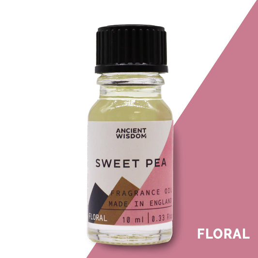 Fragrance Oil – Sweet Pea (10ml) by Ancient Wisdom – delicate floral garden scent

