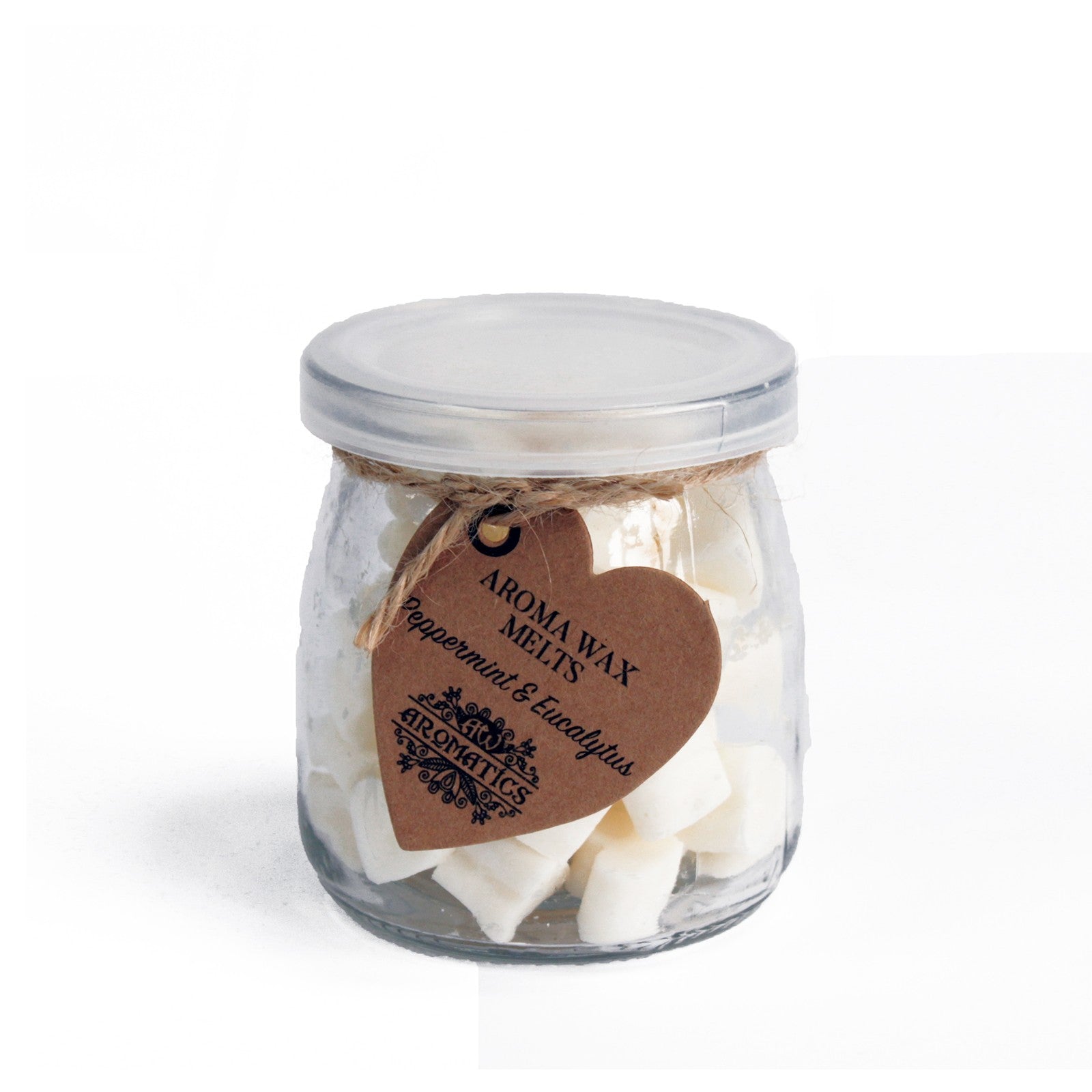 Peppermint & Eucalyptus Aromatherapy Wax Melts in reusable glass jar – soy wax, approx. 14–18 hearts

