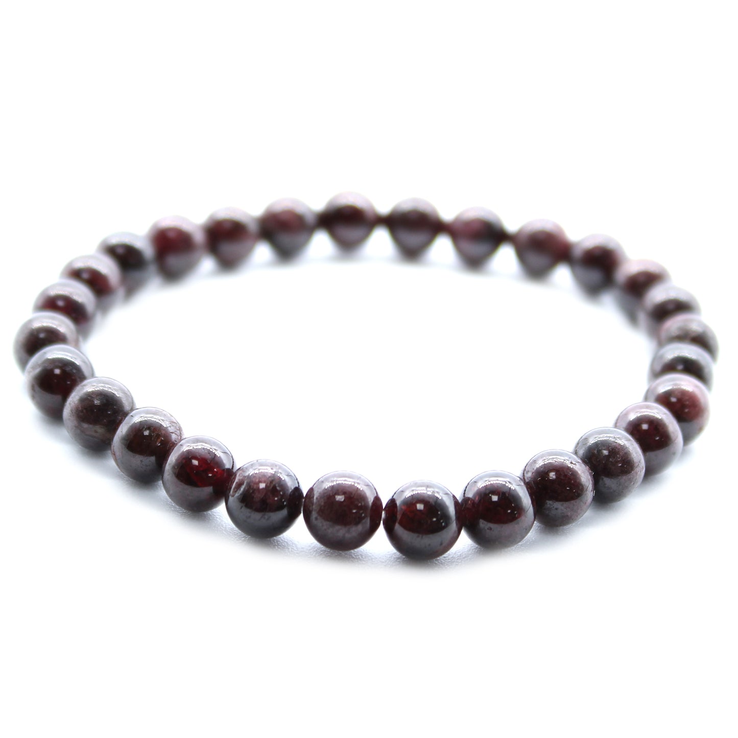 Blood Garnet power bracelet with deep red 8mm beads, symbolising passion, vitality, and motivation.

