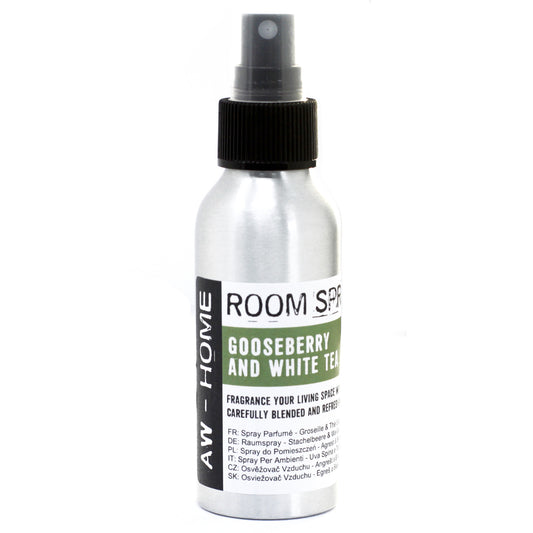 100ml Traditional Home Room Spray – Gooseberry & White Tea in aluminium bottle

