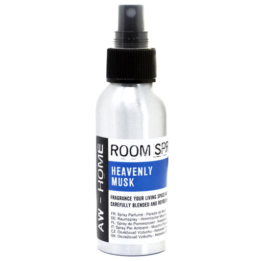 100ml Traditional Home Room Spray – Heavenly Musk in aluminium spray bottle

