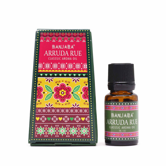 Banjara Arruda Rue fragrance oil 10ml – classic aroma with vibrant Indian packaging

