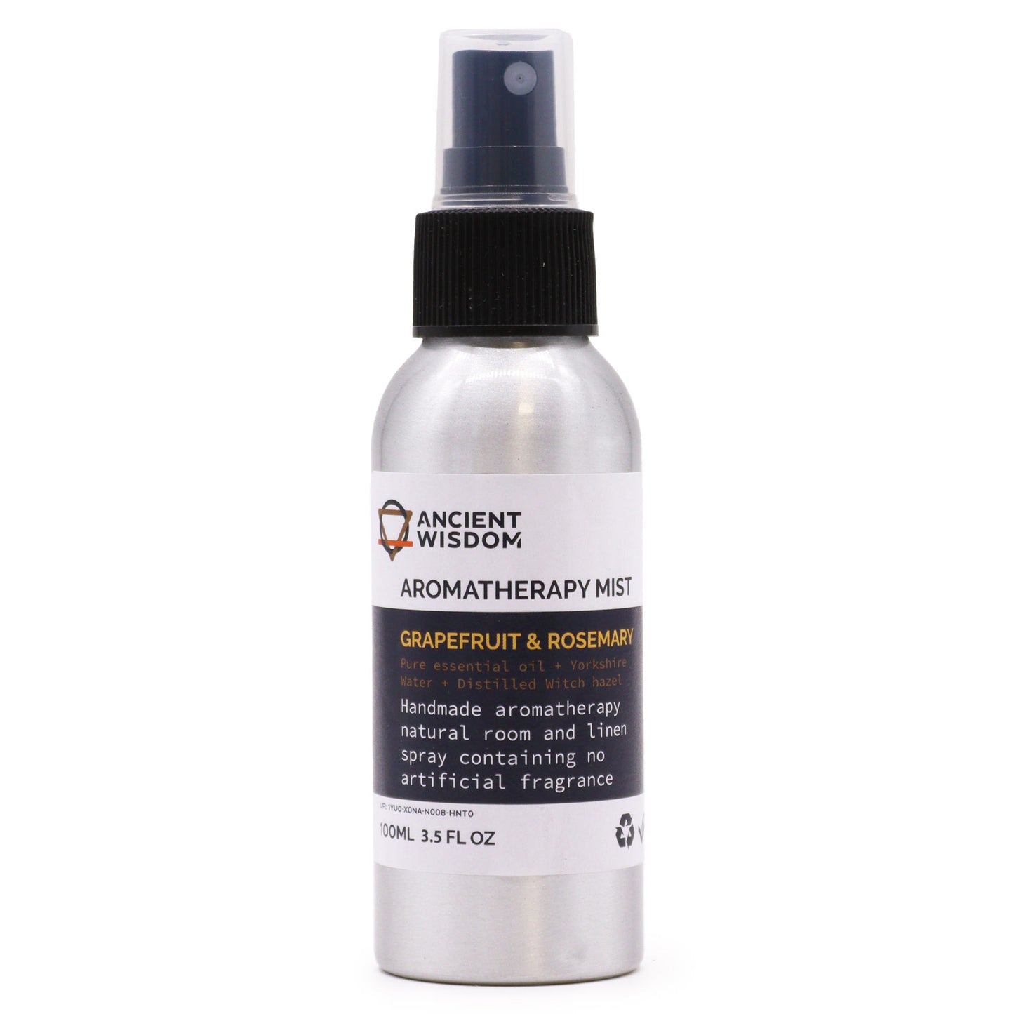 Grapefruit and Rosemary essential oil room spray 100ml in eco-friendly aluminium bottle

