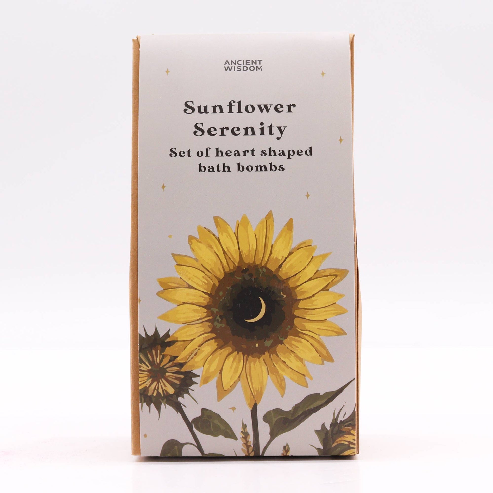 Mini Heart Bath Bombs – Sunflower Serenity gift set with passion fruit scent in heart shapes.
