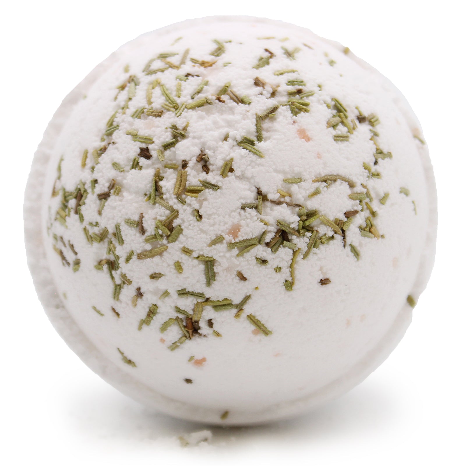 Himalayan Salt bath bomb with rosemary, clary sage, and olive oil for a revitalising, herbal soak.

