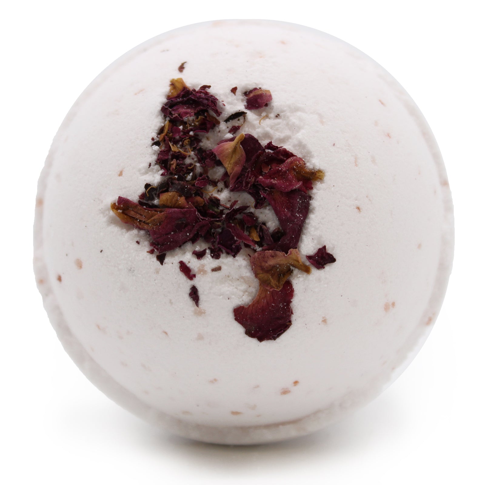 Himalayan Salt bath bomb with ylang ylang, coconut oil, and rose petals for a tropical floral soak.

