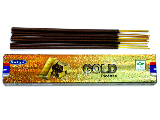 Satya Gold incense 15g – luxurious masala sticks hand-rolled in India for calm and prosperity

