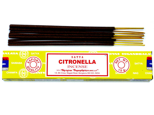 Satya Citronella incense 15g – lemony masala sticks for freshness and insect repelling


