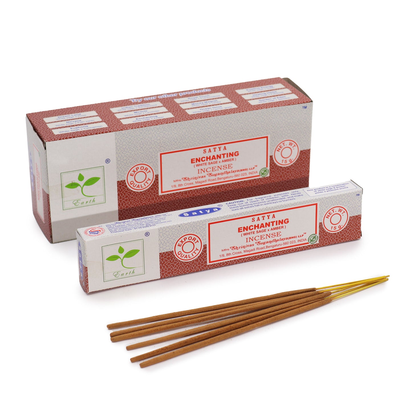 Satya Enchanting incense 15g – White Sage and Amber masala sticks from India

