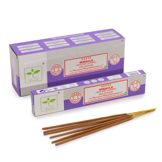 Satya Miracle incense 15g – White Sage and Lavender masala sticks from India

