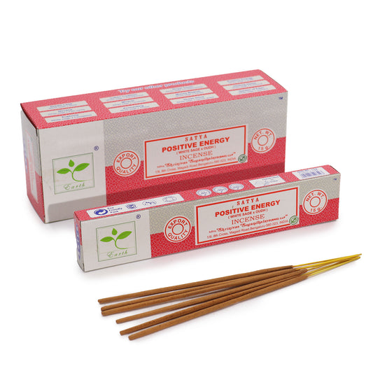 Satya Positive Energy incense 15g – White Sage and Oudh masala sticks from India

