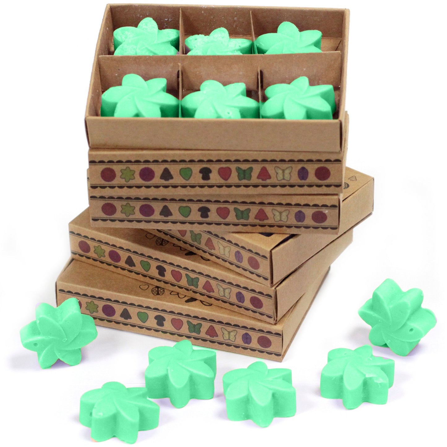 Box of 6 Hidden Garden soy wax melts – large luxury floral green scent

