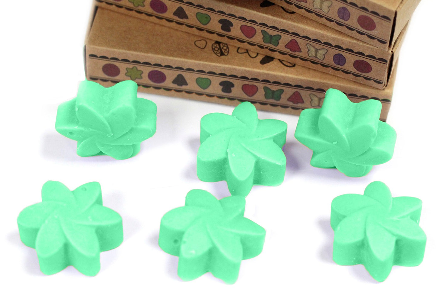 Box of 6 Hidden Garden soy wax melts – large luxury floral green scent

