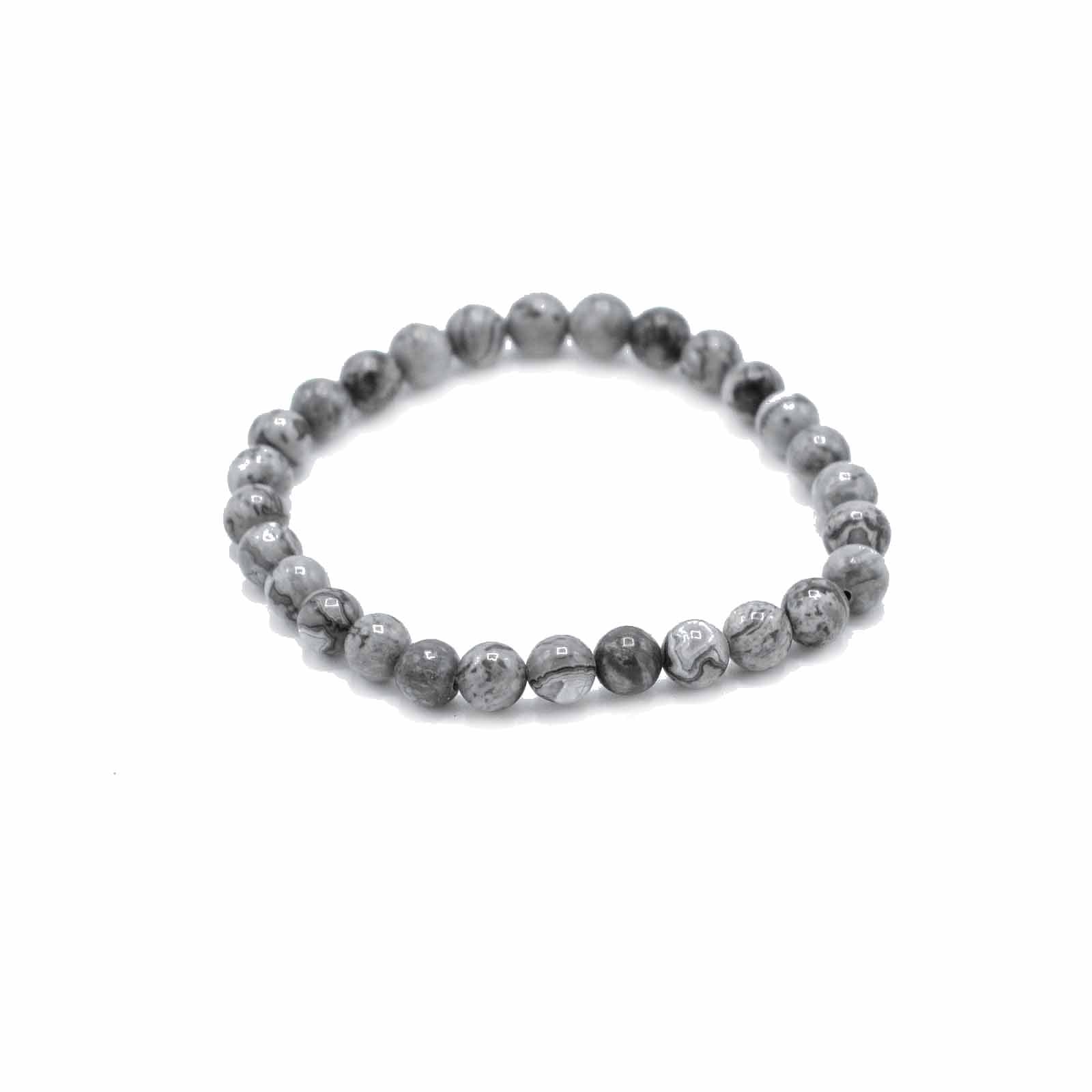 Map Stone gemstone manifestation bracelet with earthy patterned beads, symbolising prosperity, guidance, and steady personal growth.

